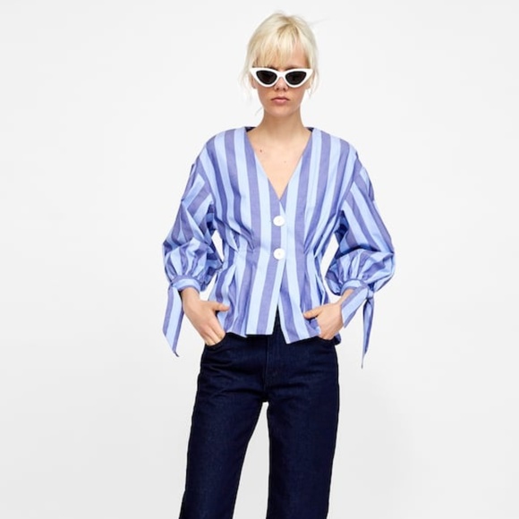Zara Tops - Zara striped pleated top